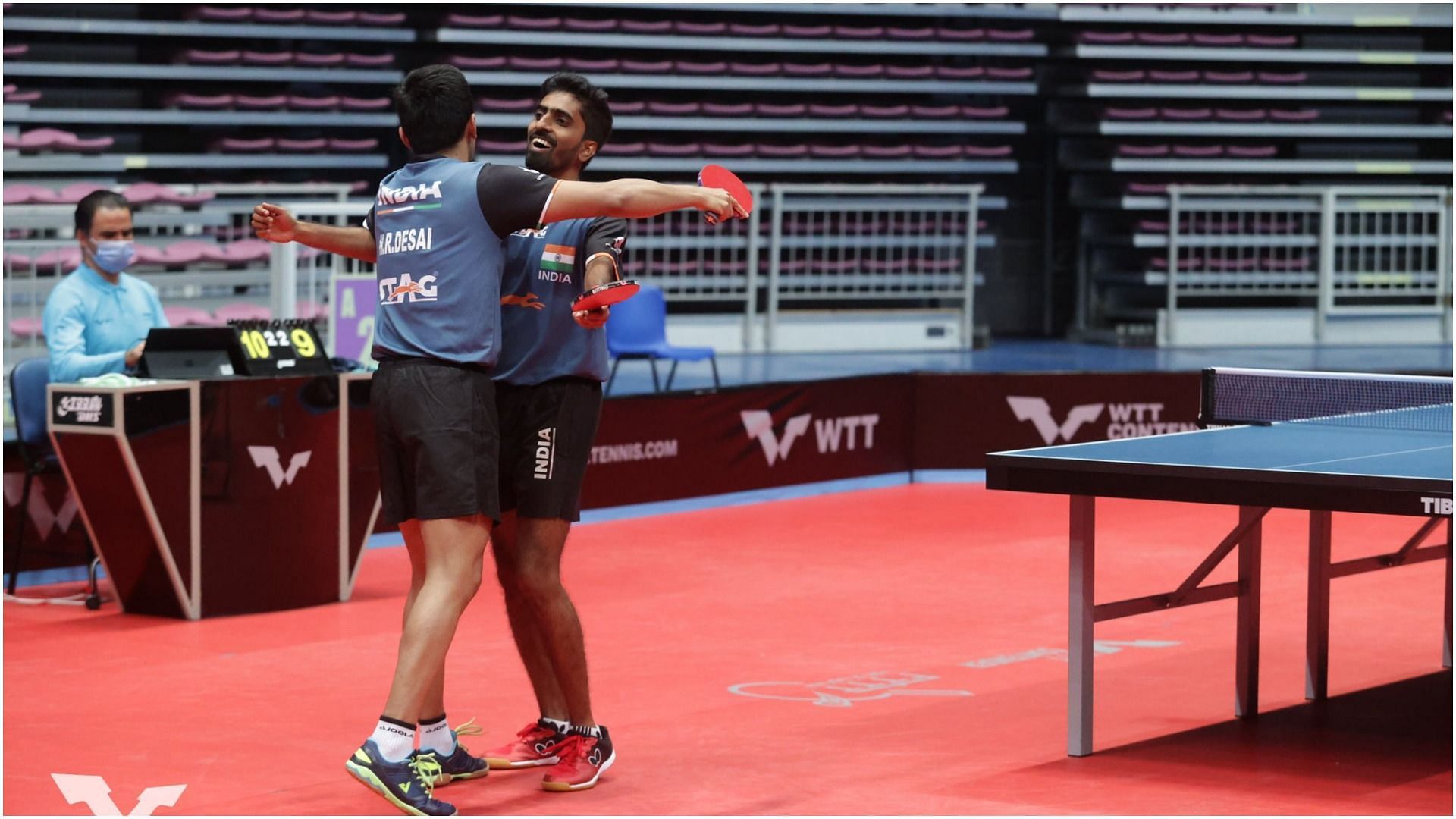 WTT Contender Tunis 2021: Sathiyan Gnanasekaran and Harmeet Desai clinch men&#039;s doubles title (Pic Credit: G Sathiyan Twitter)