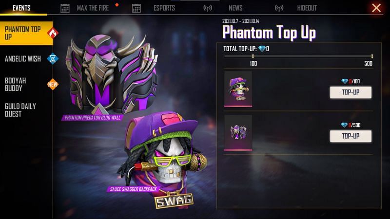 Today, Phantom top-up event has started in Free Fire (Image via Free Fire)
