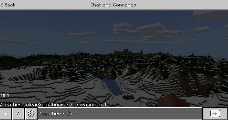 Weather command in Minecraft BE (Image via Sportskeeda)