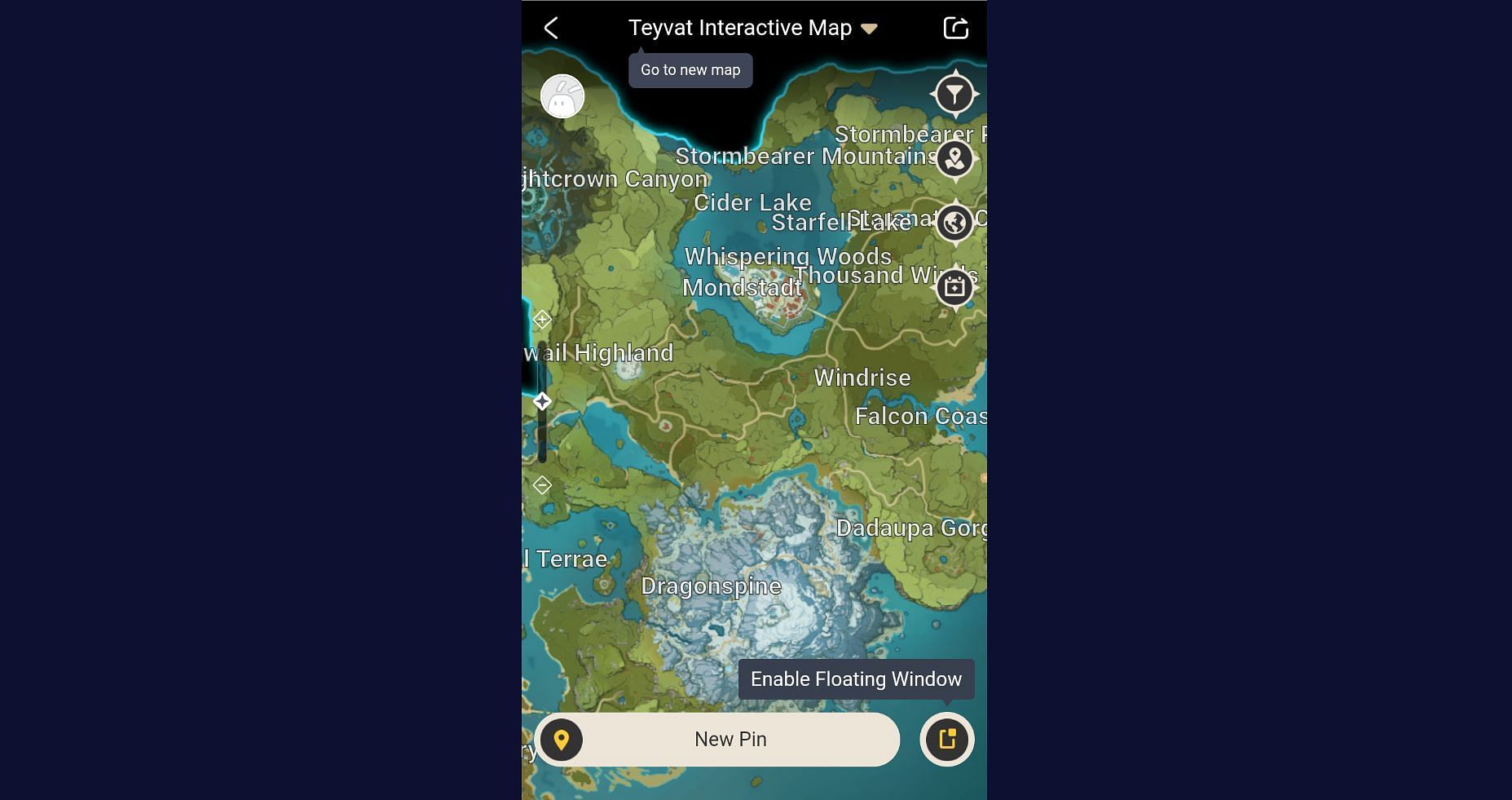 Teyvat Interactive Map on HoYoLAB application (Image via HoYoLAB)