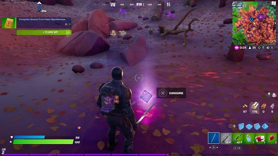 Shadow stones are found at the alien crash sites (Image via Epic Games)