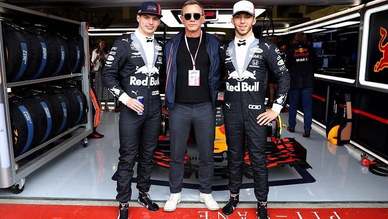 Red Bull drivers with James Bond actor Daniel Craig. Credit: Red Bull
