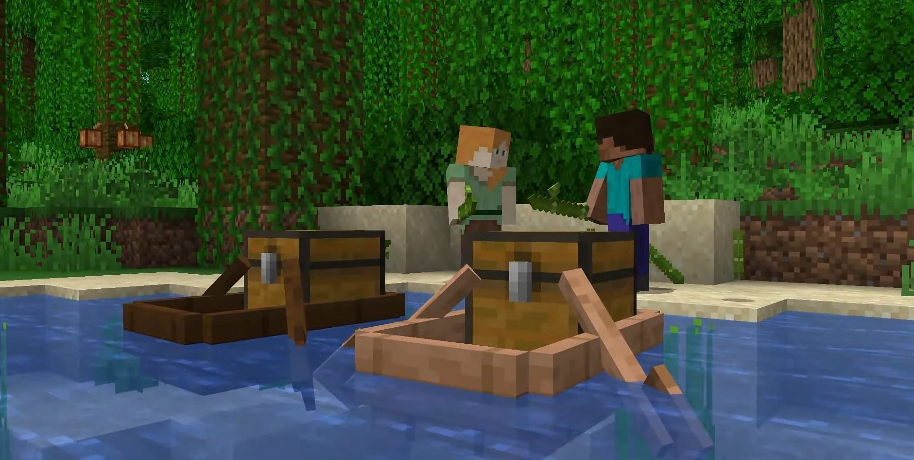 Boats with chests (Image via Mojang)