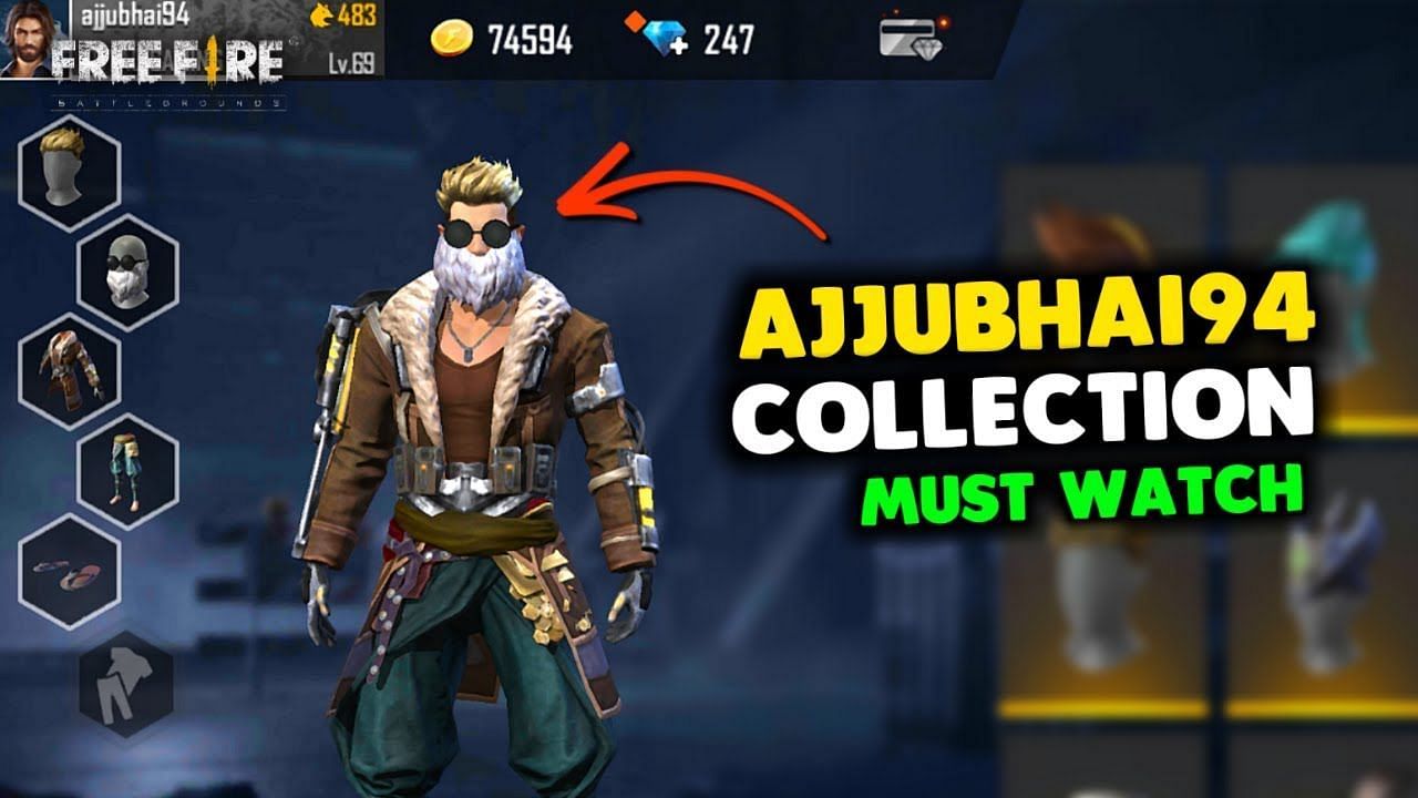 Ajjubhai has a large range of Free Fire skins (Image via Total Gaming; YouTube)