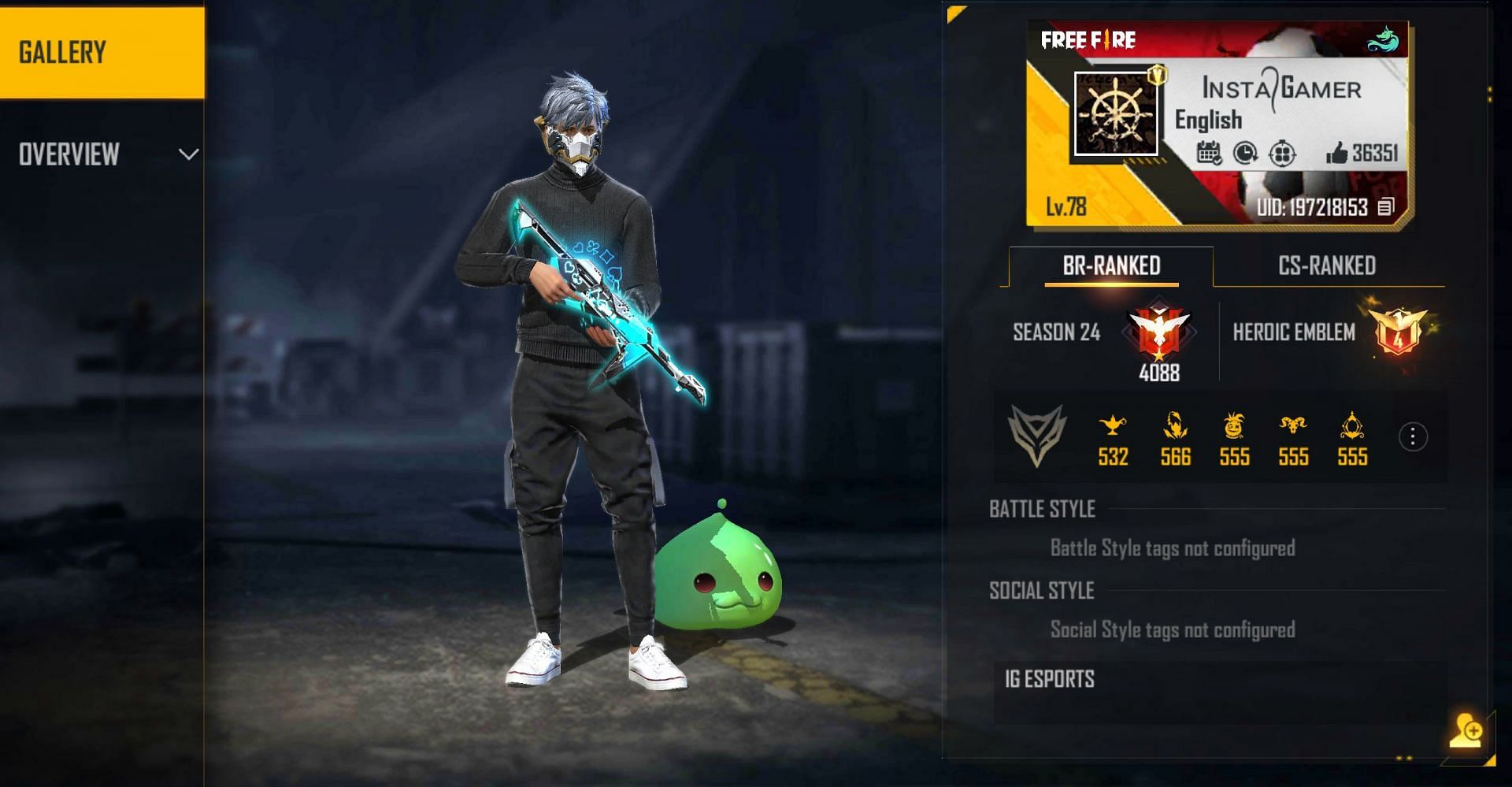 Insta Gamer is in Heroic in the battle royale (Image via Free Fire)