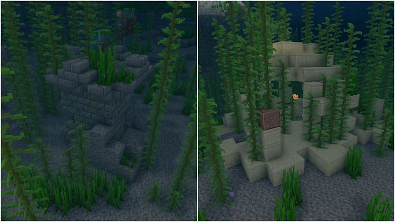 Variants of ocean ruins (Image via Minecraft)
