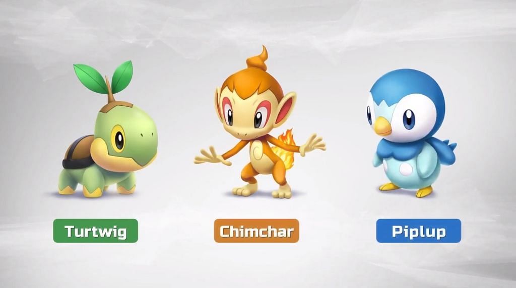 The Gen IV starters follow the typical Fire-Water-Grass theme (Image via The Pokemon Company)