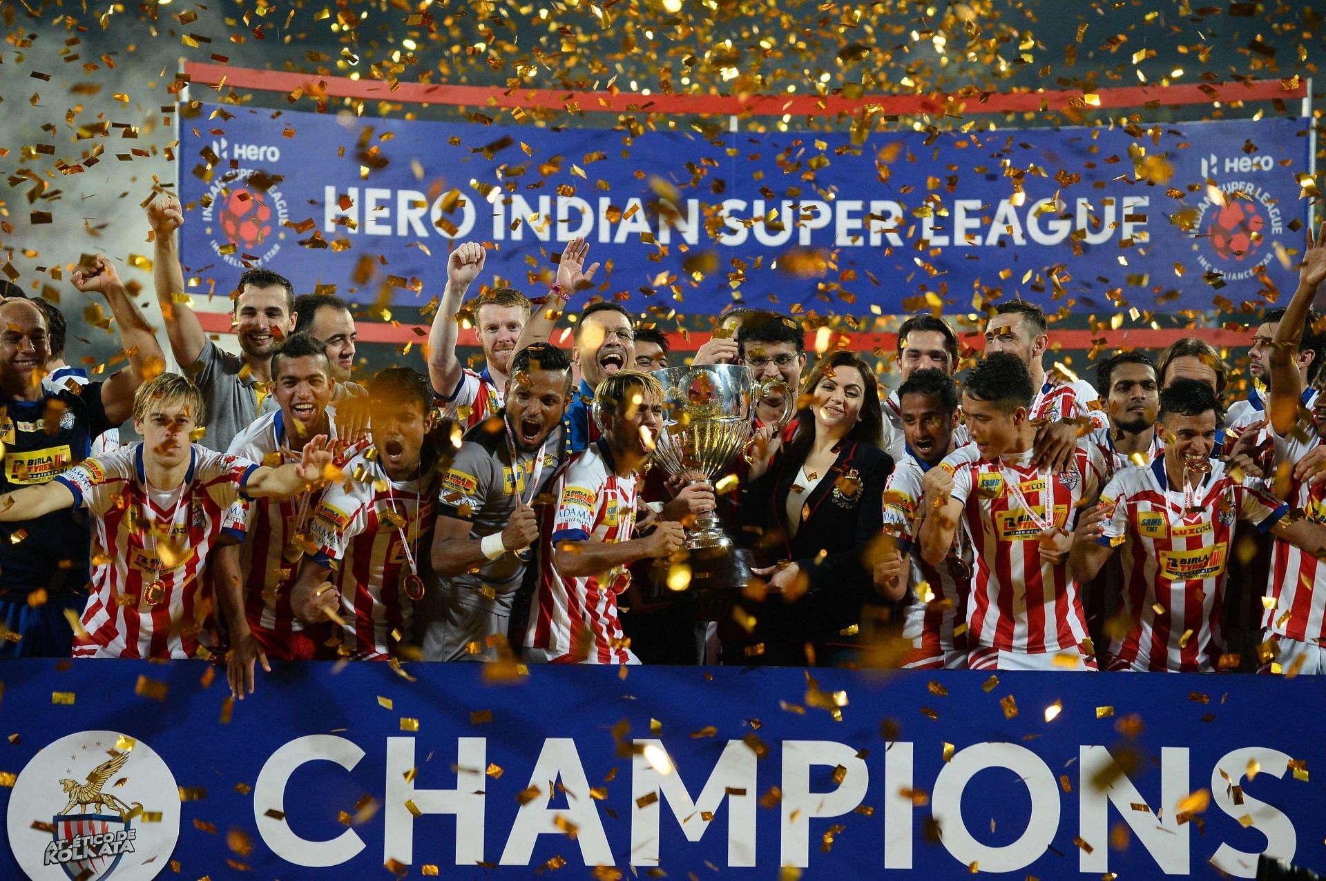 ATK celebrate their 2016 ISL triumph.