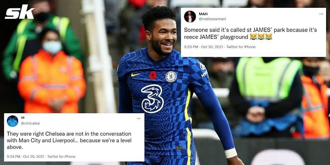 Twitter erupts as Reece James' incredible brace helps Chelsea take the lead in the title race
