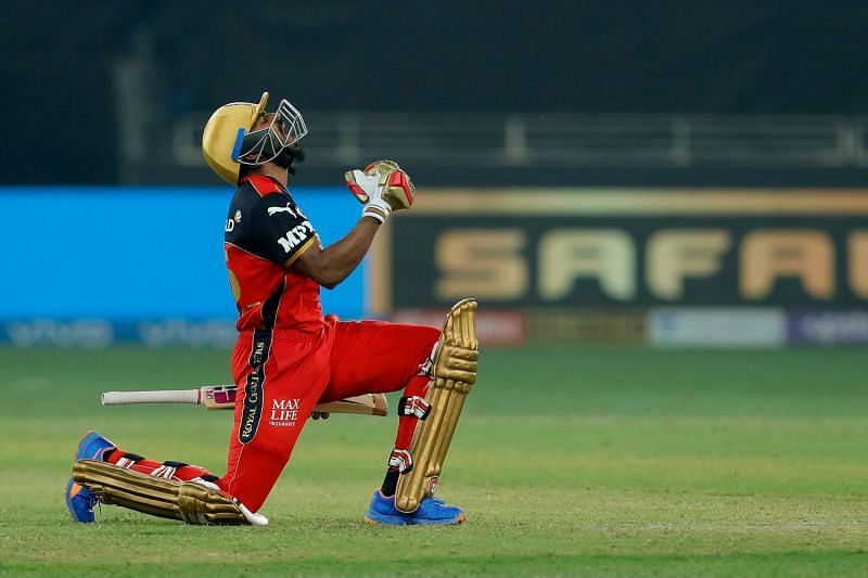 KS Bharat celebrates after guiding RCB to a victory