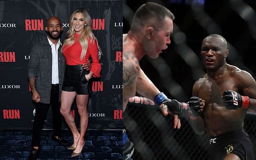 Demetrious Johnson with his wife (left) Colby Covington vs Kamaru Usman (right) Photos by Getty Images