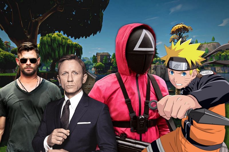 Fortnite Squid Game and Naruto Collaboration among others (Image via Sportskeeda)