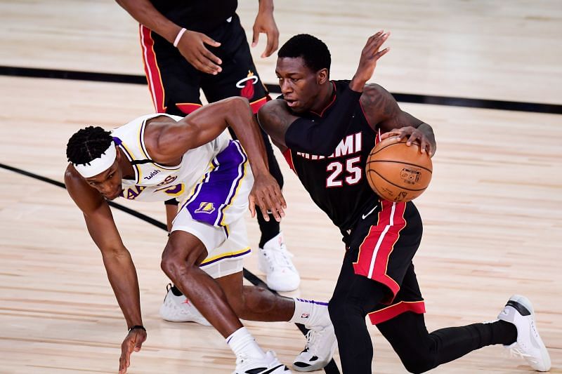 Kendrick Nunn in action for the Miami Heat against the LA Lakers in the 2020 NBA Finals