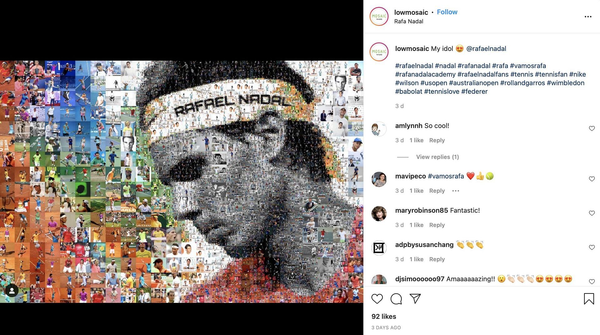 Rafael Nadal's mosaic created by @lowmosaic