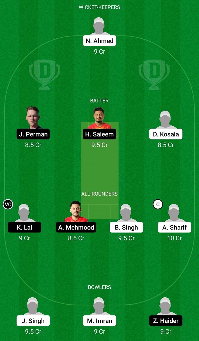 Dream11 Team for Italy vs Spain - European Cricket Championship T10 2021 - Championship Week Match 7.