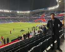 Kuldeep Yadav attends PSG vs RB Leipzig game at Parc des Princes