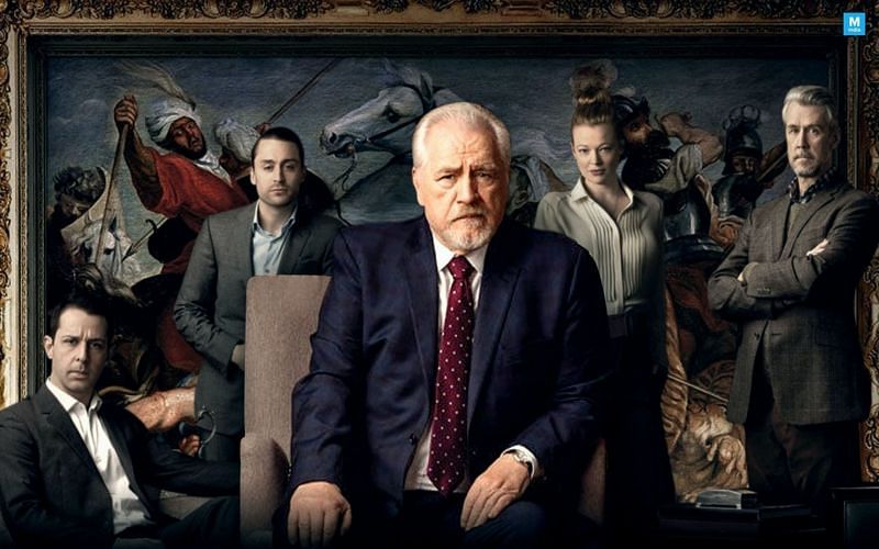 Logan Roy and his children in HBO&#039;s Succession (Image via HBO)