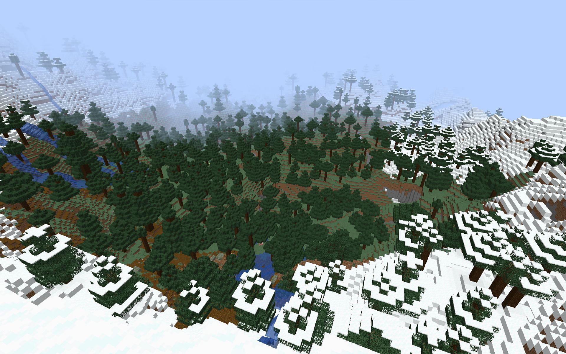 An image of a player looking down from a shattered peaks biome (Image via Minecraft)