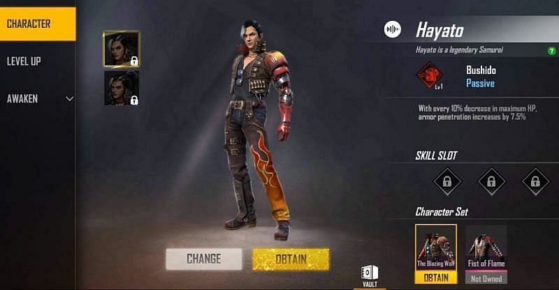 Free Fire में Hayato (Image Via Garena)