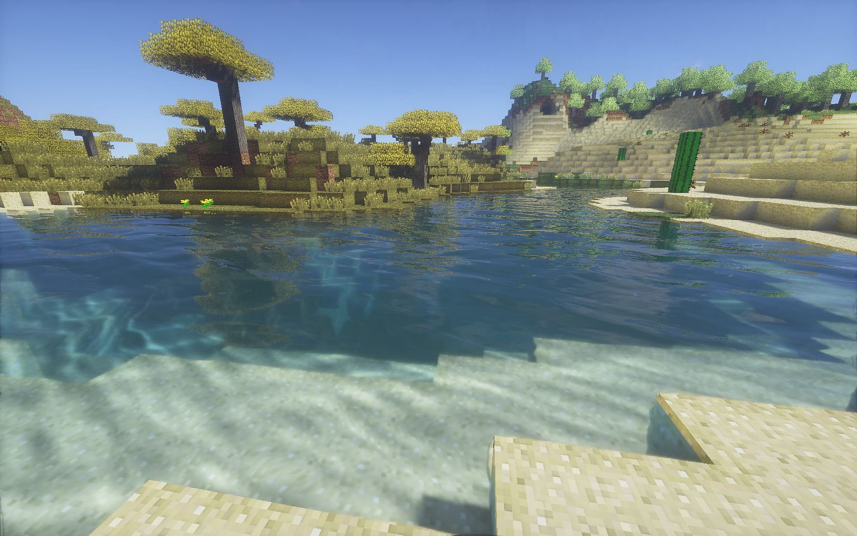 Use shaders to improve the visual aspect of the game (Image via Minecraft)