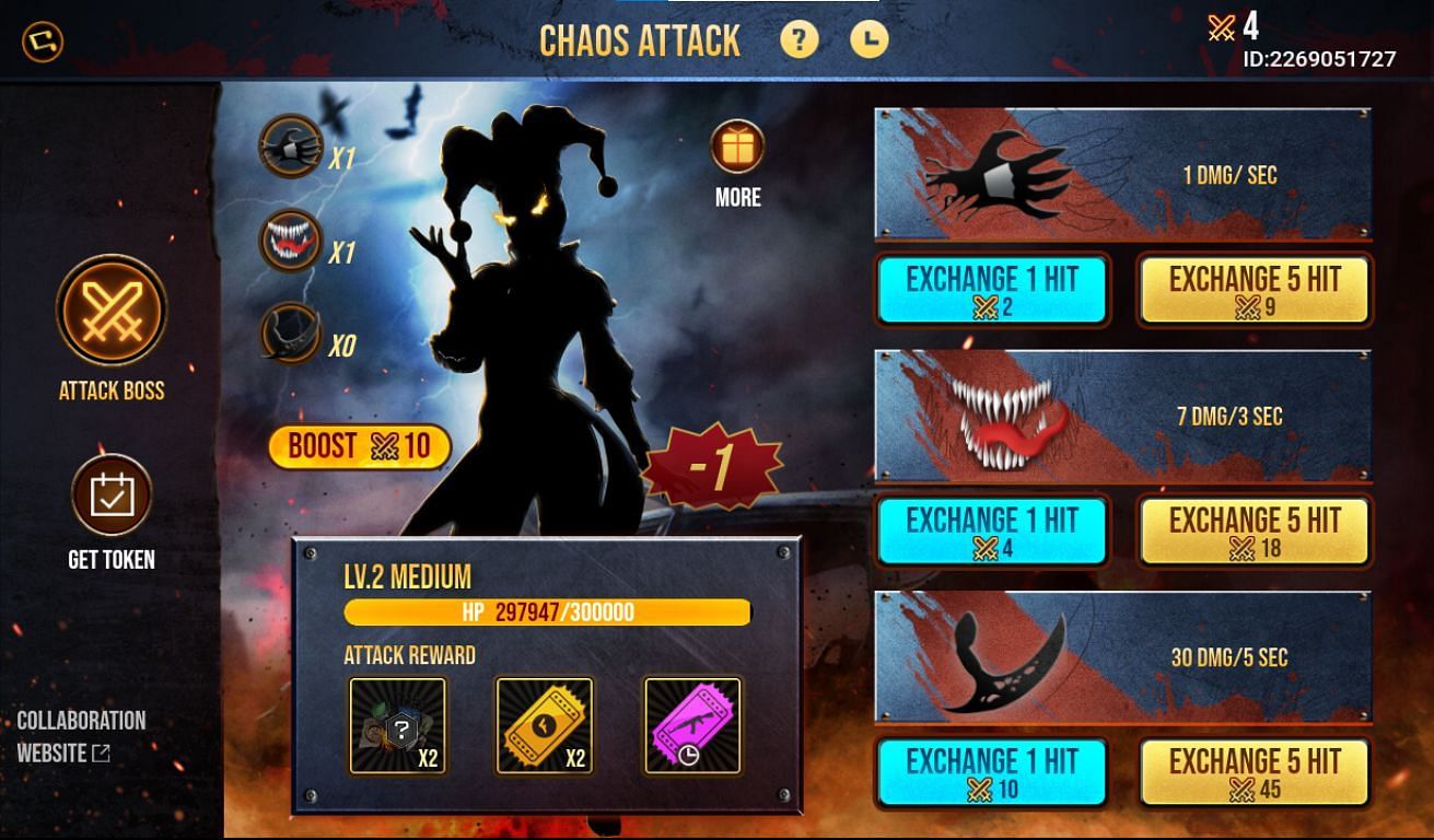 Select the type of attack to inflict damage (Image via Free Fire)