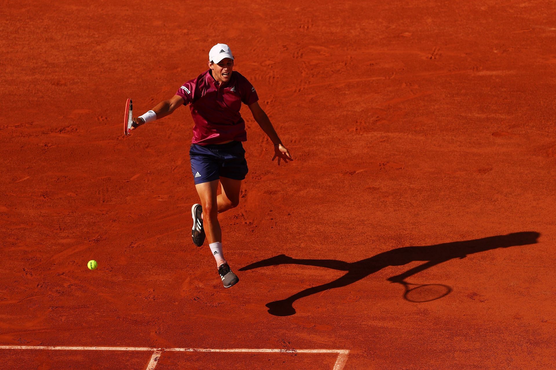 Dominic Thiem in action at the 2021 French Open - Day One