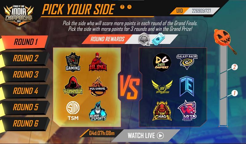 Users can participate in Pick Your Side event to get the tokens as well (Image via Free Fire)