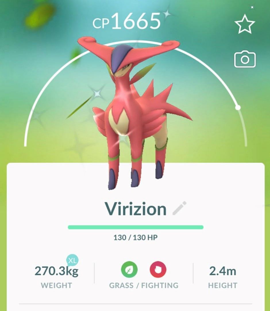 A shiny version of Virizion in Pokemon GO (Image via Niantic)