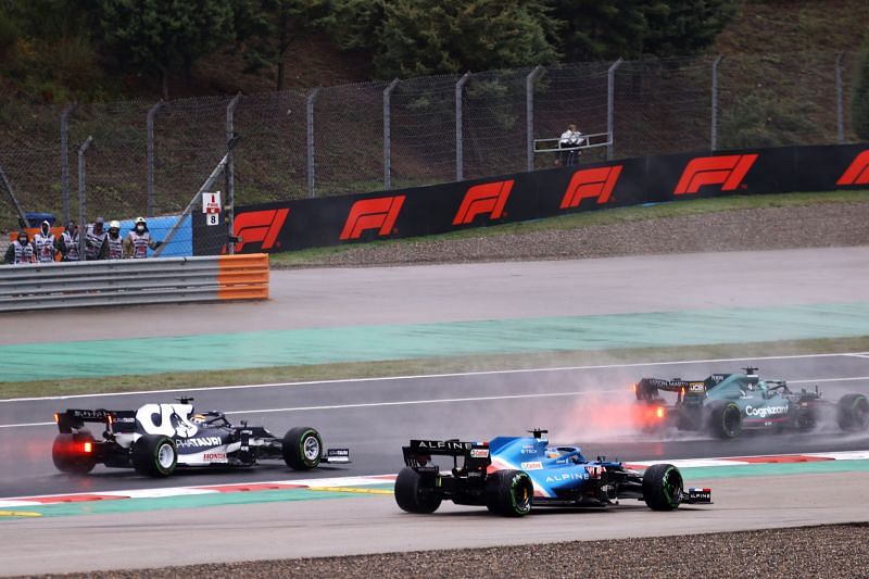 Fernando Alonso&#039;s first-corner collision in the Turkish Granresulted in a penalty for Gasly. Photo: Bryn Lennon/Getty Images