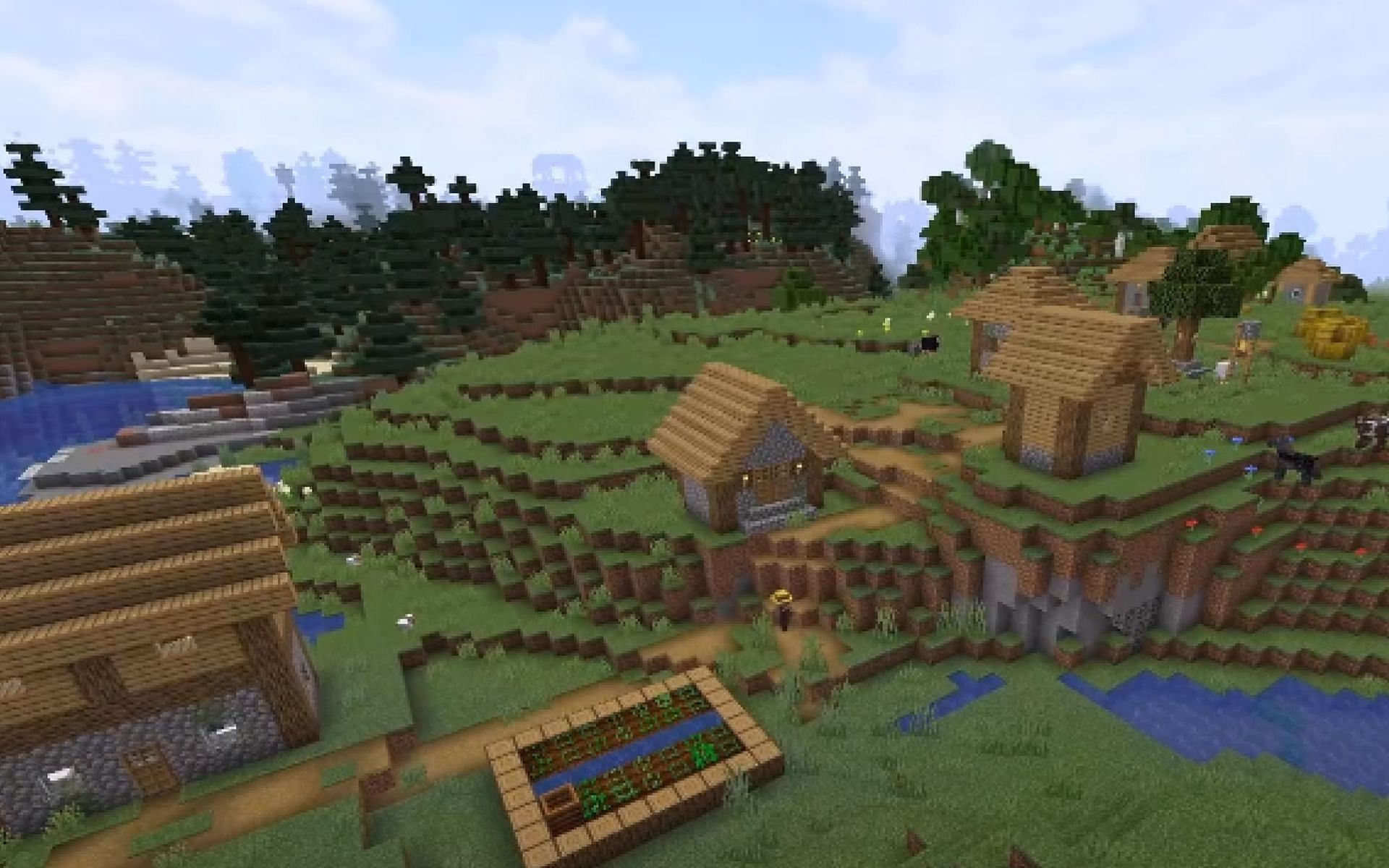 An image of a village in-game (Image via akirby80/YouTube)