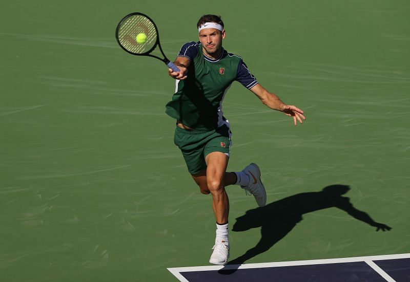 Grigor Dimitrov in action against Reilly Opelka