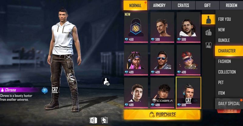 Select the Chrono character in the store (Image via Free Fire)