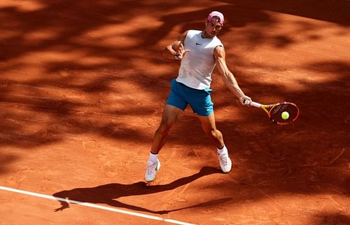 Rafael Nadal training at the 2021 French Open