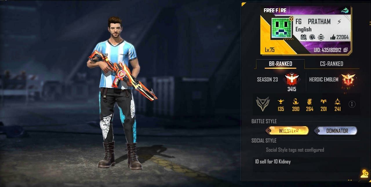 FireEyes Gaming की Free Fire ID (Image Via Garena)