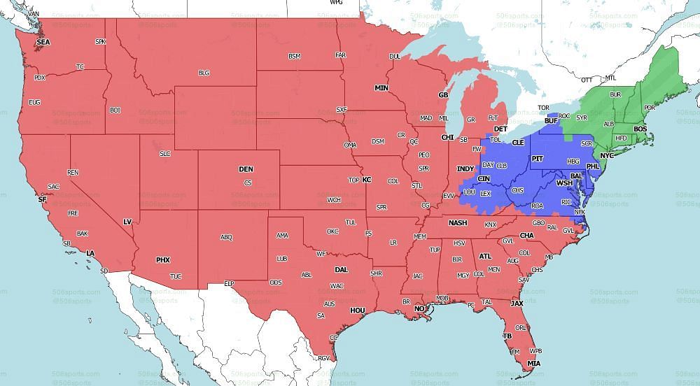 CBS Coverage Map for the early games of Week 7