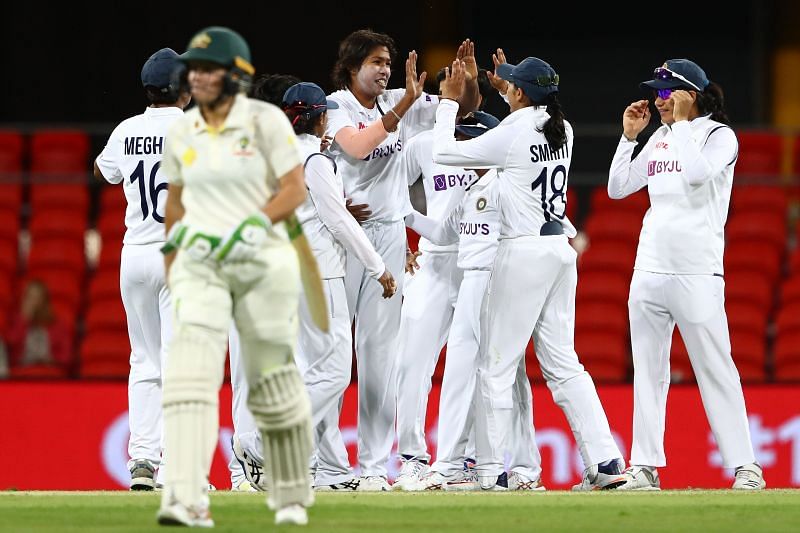 Australia v India: Test Match: Day 3, India celebrates wicket