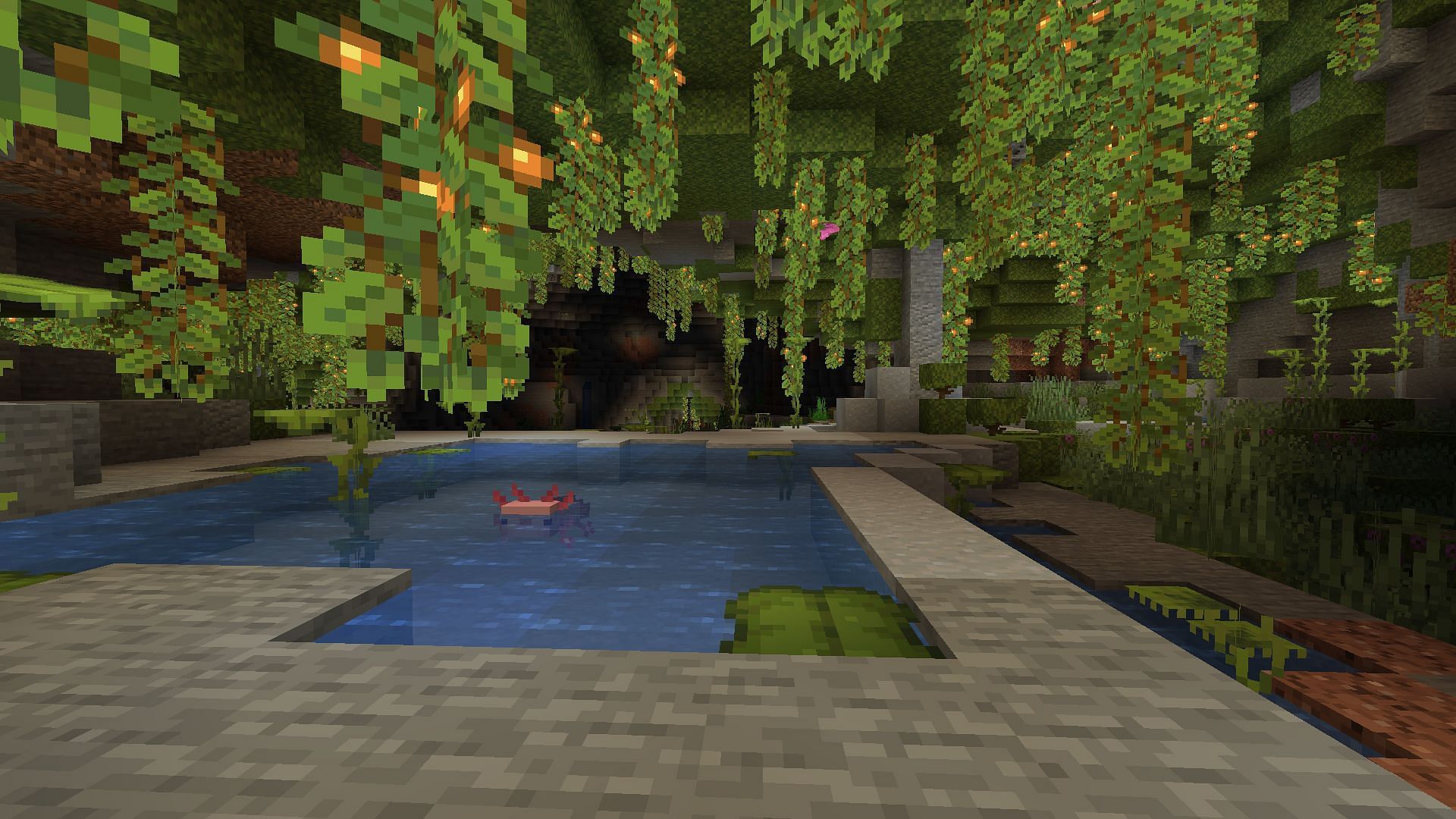 Minecraft 1.18 features new biomes such as the lush caves (Image via Minecraft)