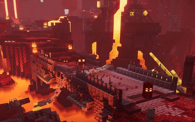 A Nether fortress in-game (Image via Minecraft)
