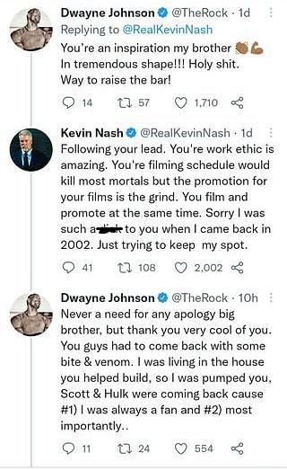 Nash apologized to The Rock on Twitter