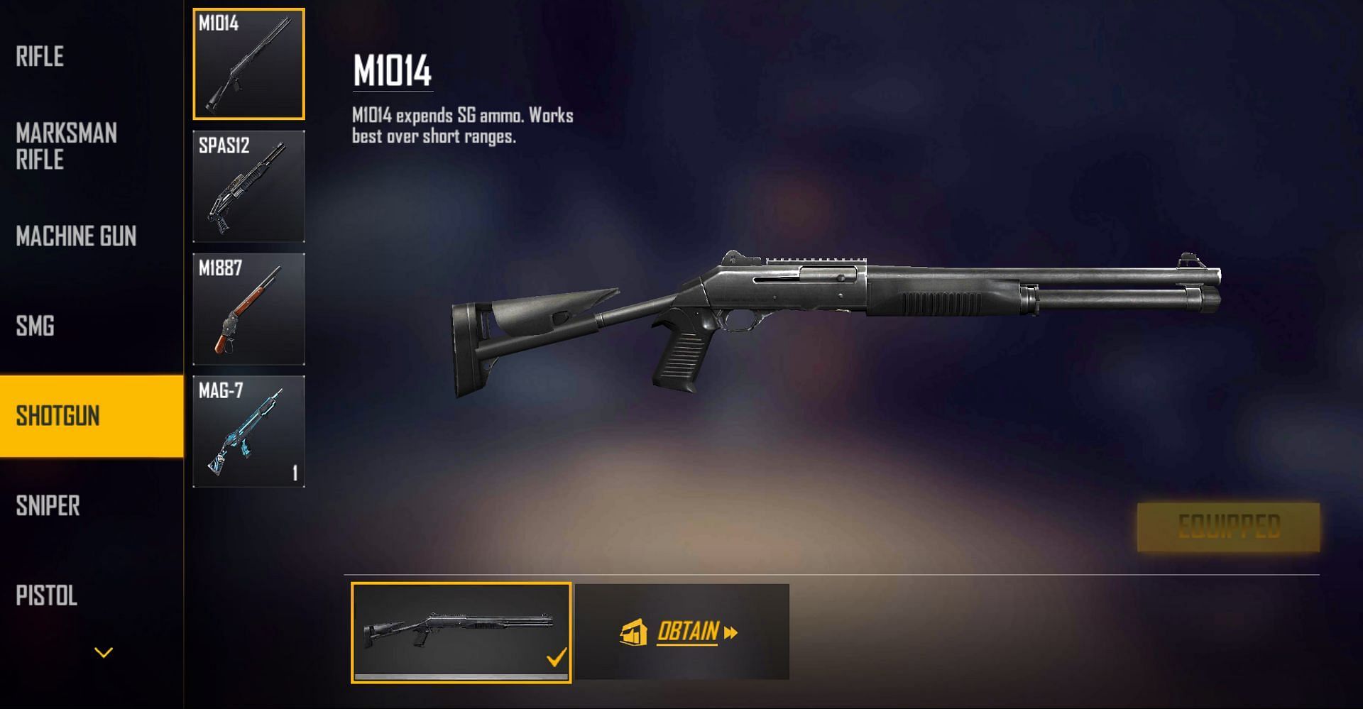 M1014 can be used by players in close-range combat (Image via Free Fire)