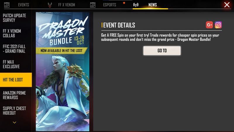The Hit the Loot event is available until 19 October (Image via Free Fire)