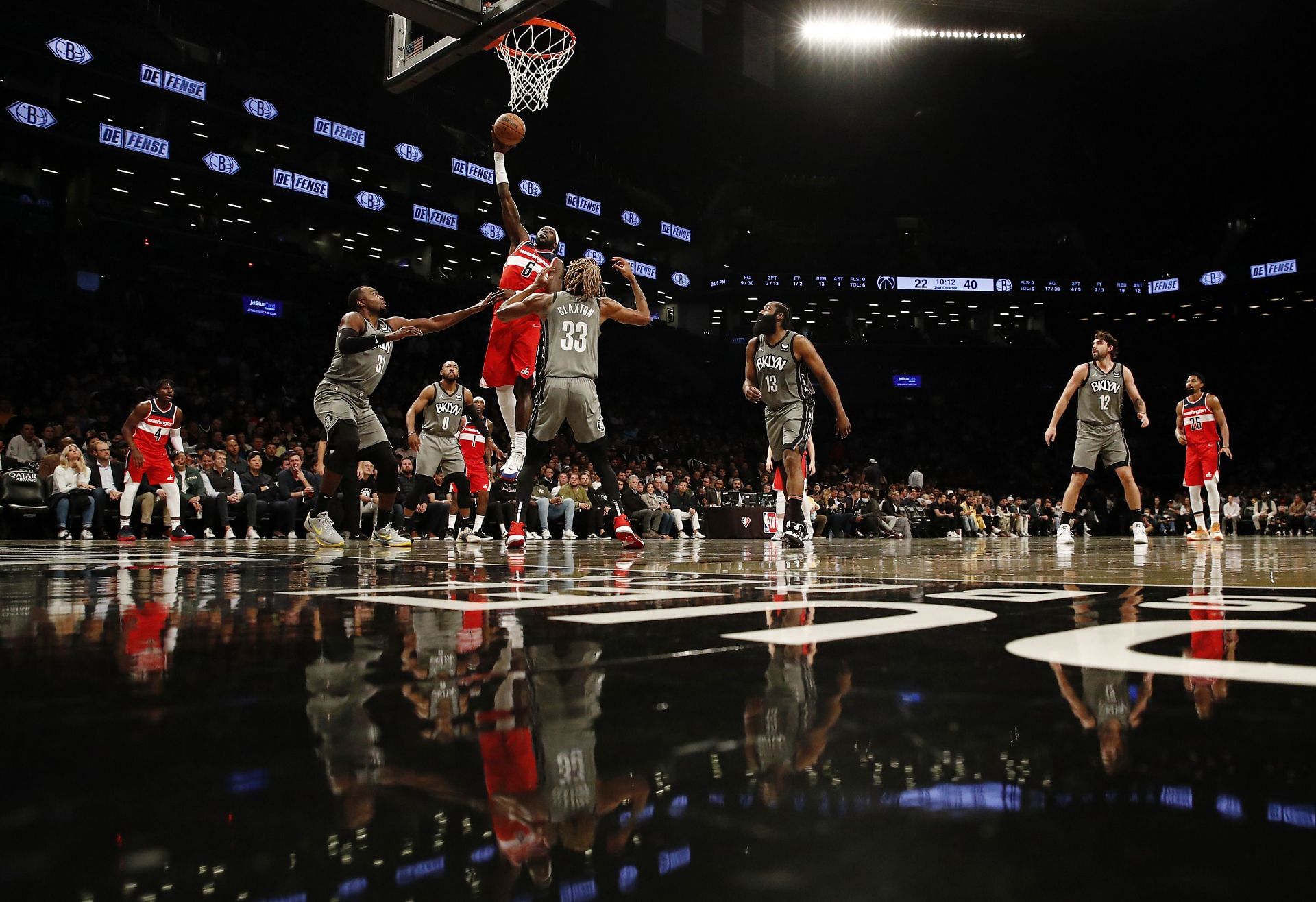 Montrezl Harrell driving into the basket for a layup