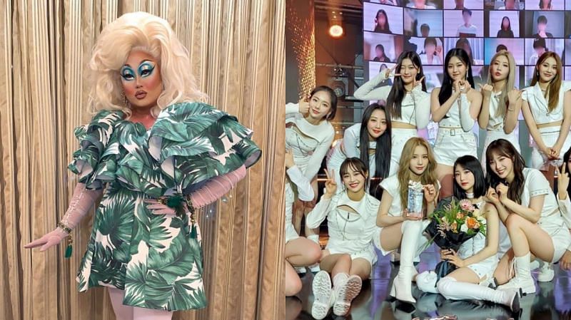 LOONA might get saved by drag queen, and long time fan, Kim Chi. (Image via @loonatheworld, @kimchi_chic/Instagram/)