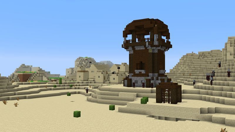 Pillager outposts are some of the tallest structures (Image via Mojang)