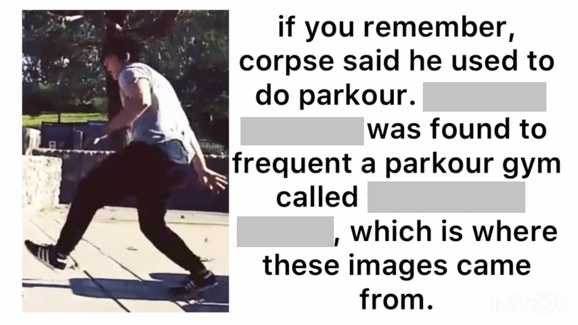 Corpse Husband&#039;s older parkour pictures were leaked