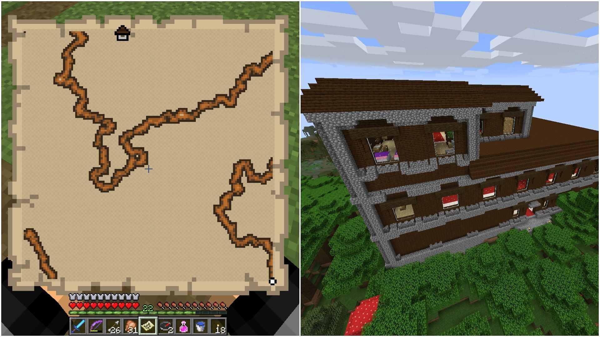 Explorer map for Woodland Mansion (Image via Minecraft)