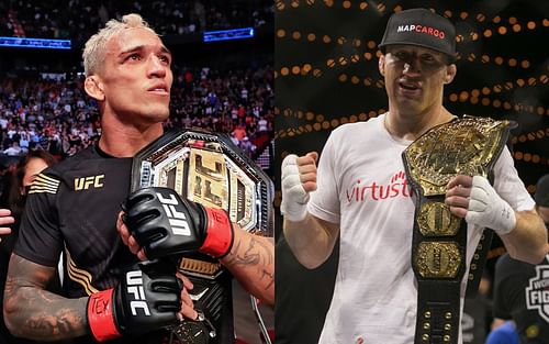 UFC lightweight stars Charles Oliveira (left) and Justin Gaethje (right)