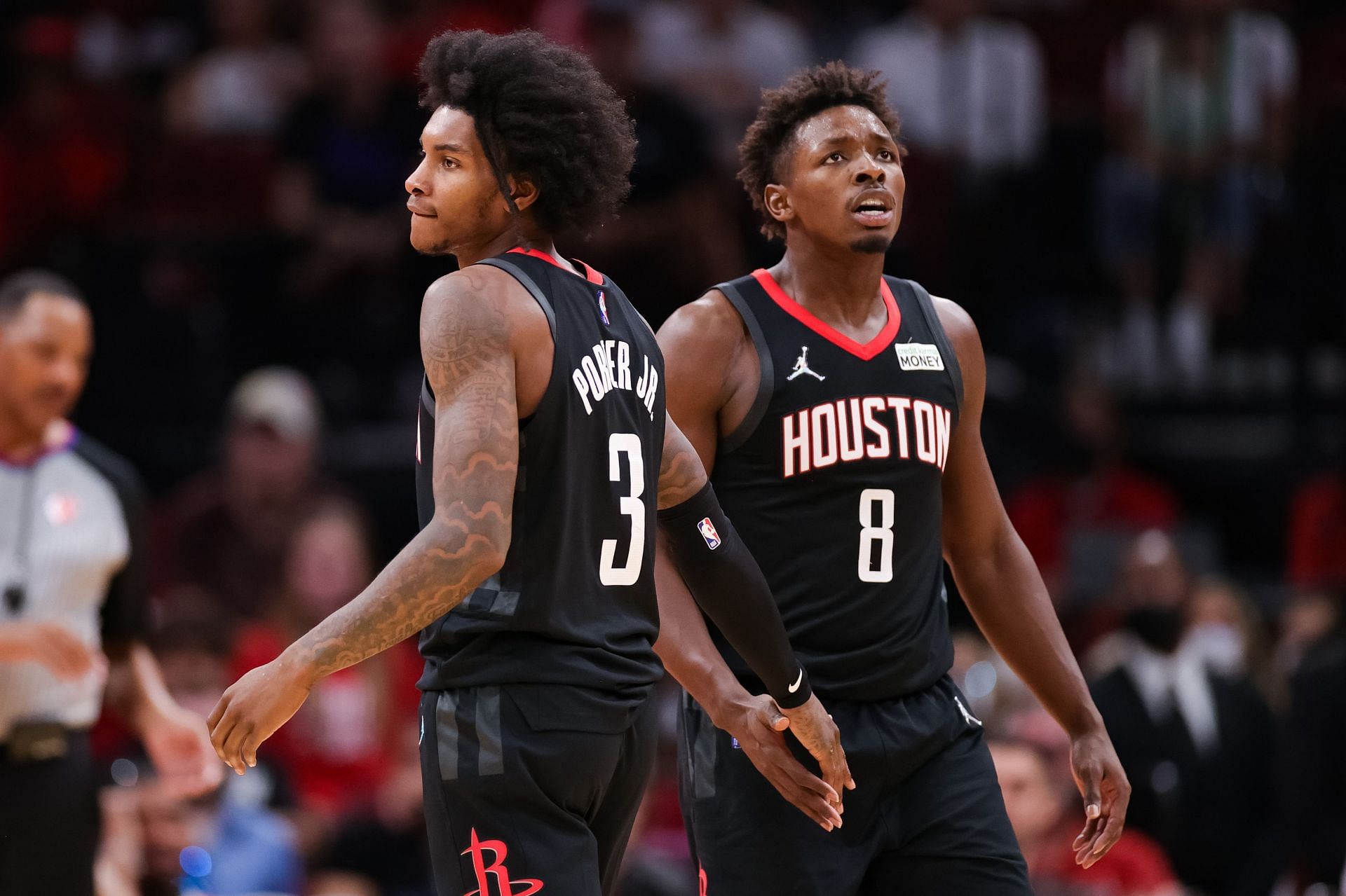 Kevin Porter Jr. and Jae'Sean Tate of the Houston Rockets