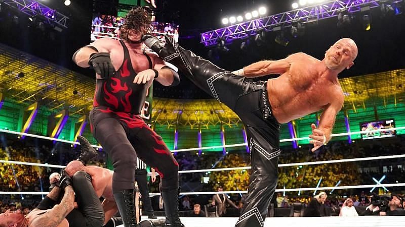 WWE Superstars Shawn Michaels and Kane at Crown Jewel 2018