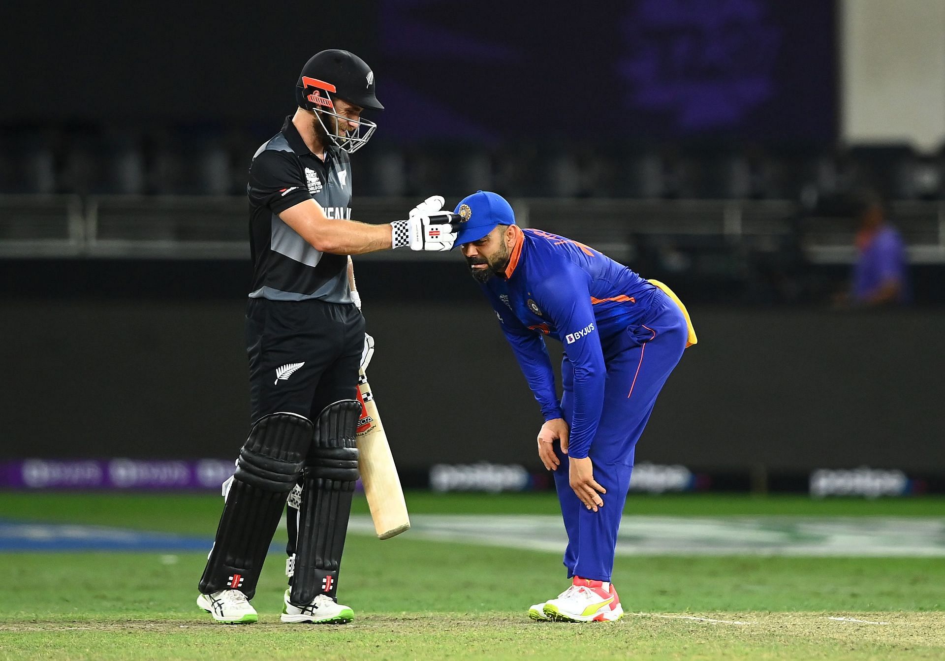 The picture says it all. Kane Williamson and Virat Kohli. Pic: Getty Images